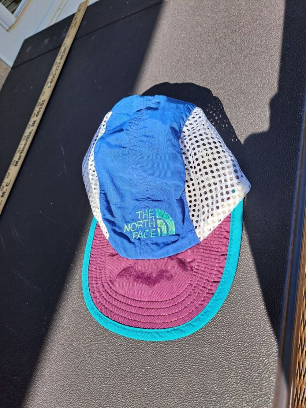 Vintage The North Face Colorful Mesh Soft Brim Hat Blue Teal Maroon Unisex - Picture 11 of 11